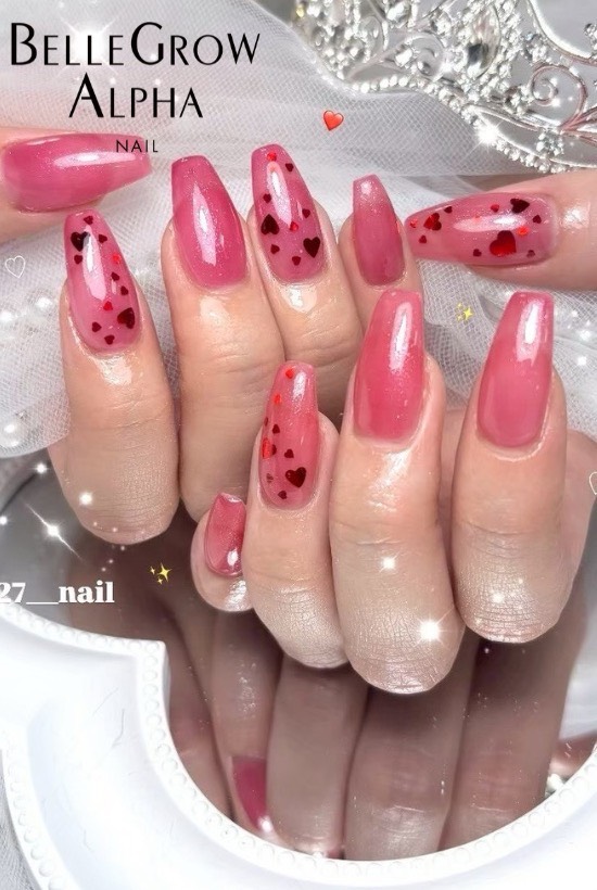 バレンタインネイル