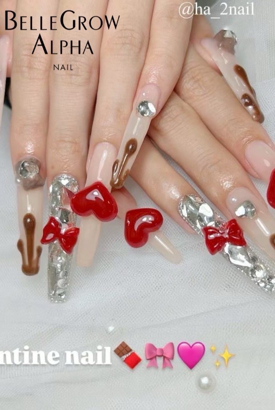 バレンタインネイル