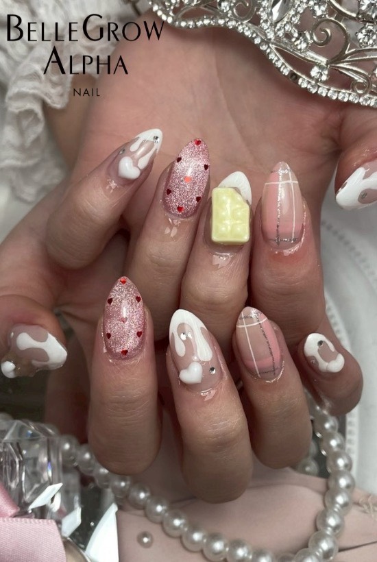 バレンタインネイル